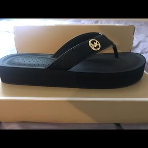 Michael Kors Black Thong Platform Sandals